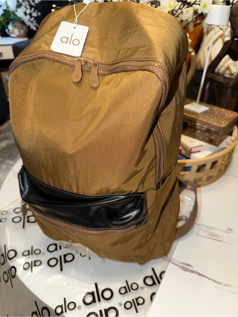 ALO Yoga Brown Backpack with Black Front Pocket - Picture 12 of 12